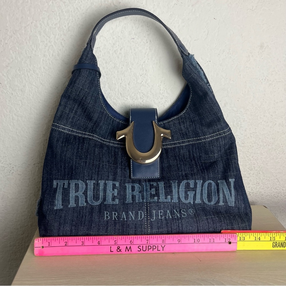 True Religion Denim Hobo Bag Y2K Blue Shoulder - Picture 7 of 14